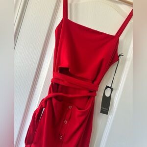 Privacy Please Cut Out with Waist Tie Mini Dress